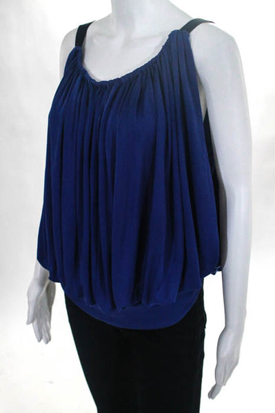 Catherine Malandrino Blue Silk Blend Sleeveless Ruffled Blouse Size Small