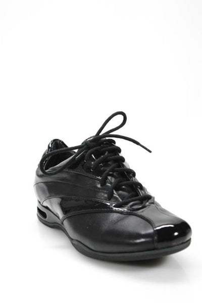 Cole Haan Black Leather Patent Trim Lace Up Dress Sneakers  Size 8