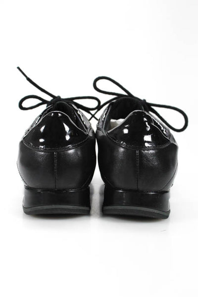 Cole Haan Black Leather Patent Trim Lace Up Dress Sneakers  Size 8