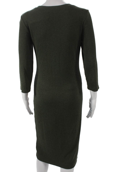 L'Agence Womens Sweater Dress Green Henley 3/4 Sleeve Rayon Size M