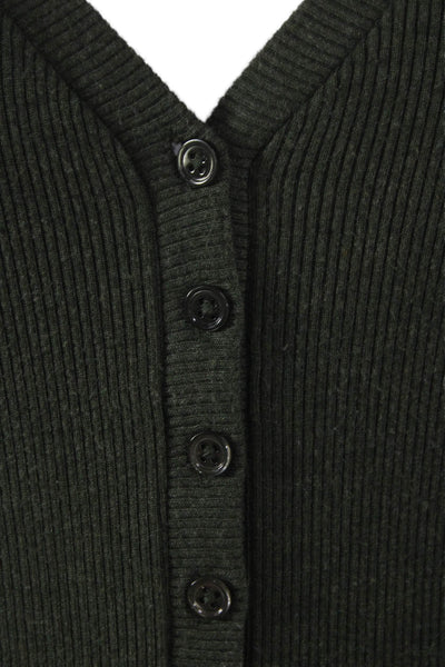 L'Agence Womens Sweater Dress Green Henley 3/4 Sleeve Rayon Size M