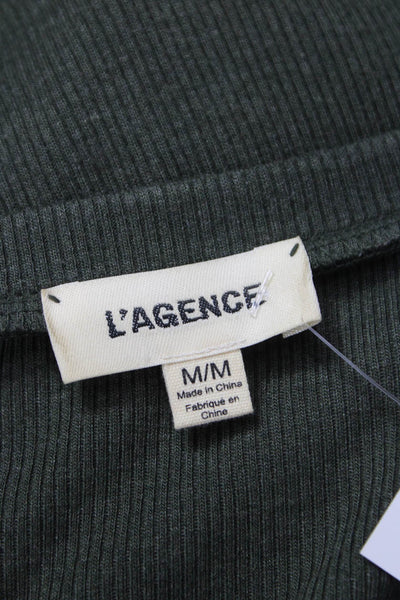 L'Agence Womens Sweater Dress Green Henley 3/4 Sleeve Rayon Size M