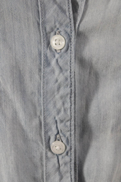 Rails Womens Collared Sleeveless Tencel Romper Blue Button Size S