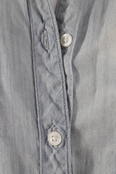 Rails Womens Collared Sleeveless Tencel Romper Blue Button Size S