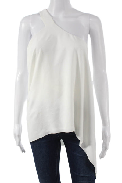 Club Monaco Womens One Shoulder Sleeveless Tunic Blouse White Acetate Size S