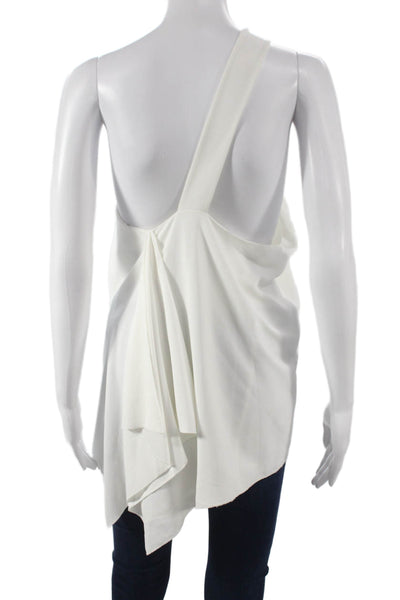 Club Monaco Womens One Shoulder Sleeveless Tunic Blouse White Acetate Size S