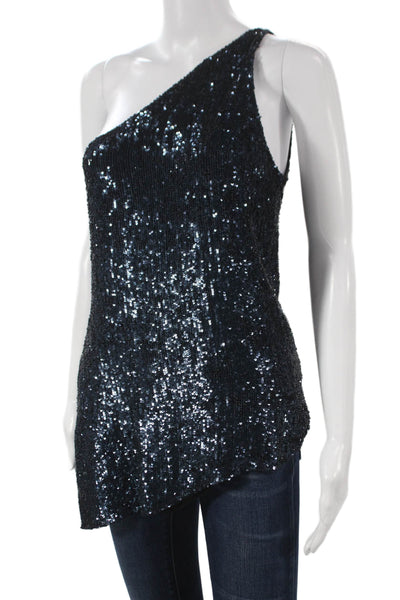 3.1 Phillip Lim Women Tunic Tank Silk One Shoulder Sleeveless Black Zip Size 4