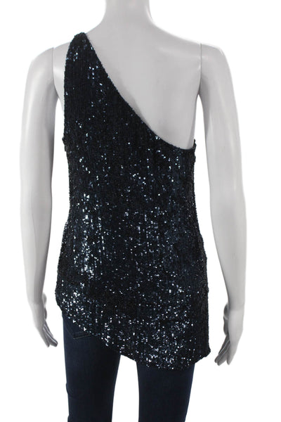 3.1 Phillip Lim Women Tunic Tank Silk One Shoulder Sleeveless Black Zip Size 4