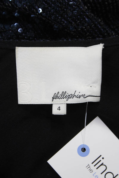 3.1 Phillip Lim Women Tunic Tank Silk One Shoulder Sleeveless Black Zip Size 4