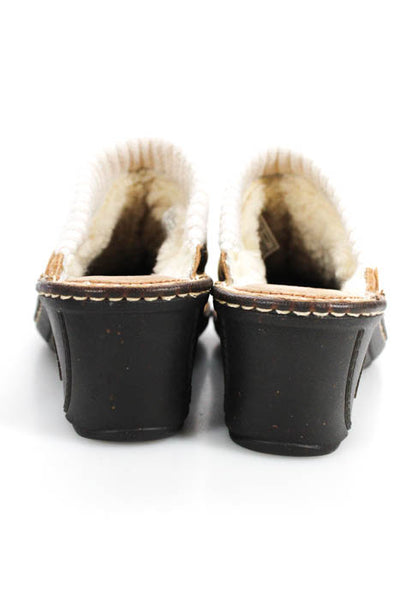 Ugg Ivory Brown Suede Rounded Toe Slide On Closure Women's Wedge Clogs Size 7