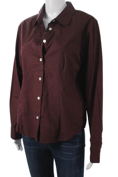 Lilla P Women Collared Button-Up Red Cotton Long Sleeve Size L