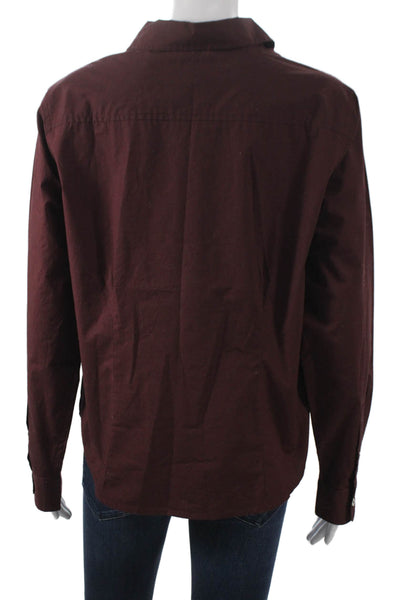 Lilla P Women Collared Button-Up Red Cotton Long Sleeve Size L