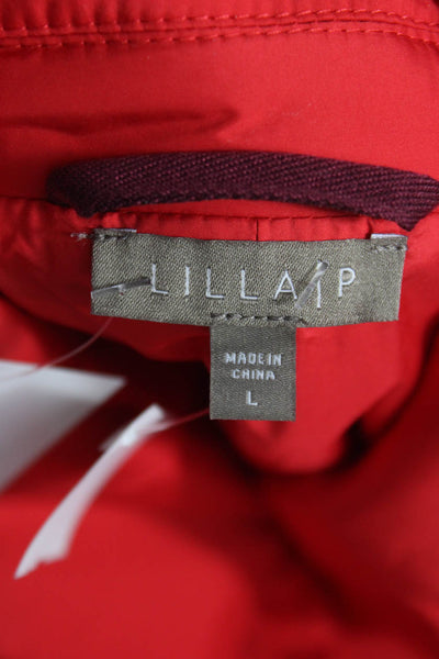 Lilla P Womens Basic Jacket Red Button Long Sleeve Polyester Size L