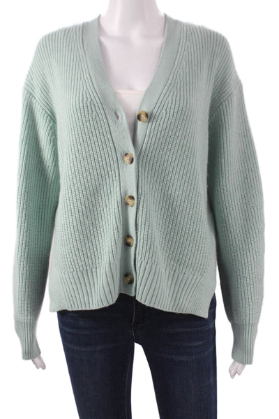 Lilla P Womens V Neck Long Sleeve Cardigan Sweater Green Recycled Nylon Size S