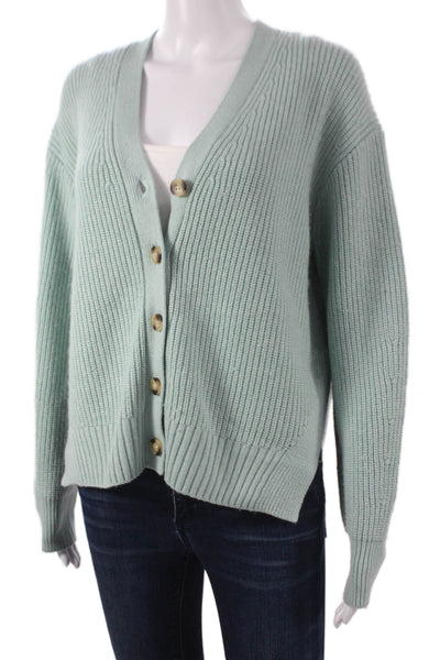 Lilla P Womens V Neck Long Sleeve Cardigan Sweater Green Recycled Nylon Size S