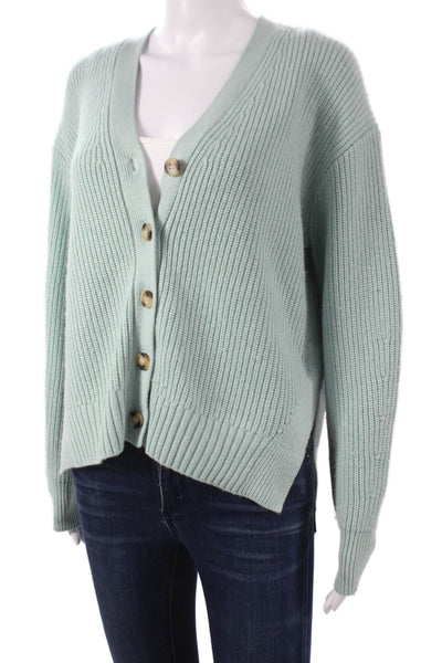 Lilla P Women Cardigan Green V-Neck Long Sleeve Recycled Nylon Size L