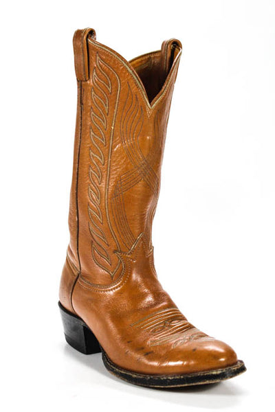 Tony Lama Light Brown Rounded Toe Pull On Closure Cowboy Boots Size