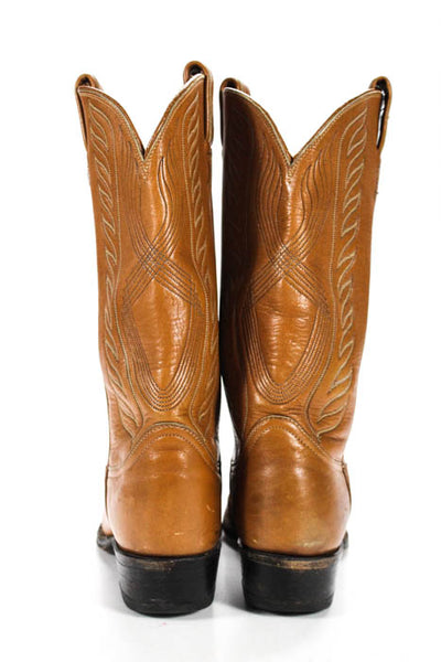 Tony Lama Light Brown Rounded Toe Pull On Closure Cowboy Boots Size