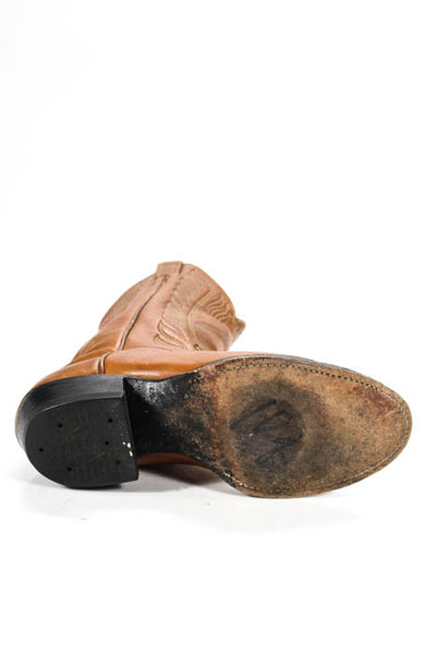 Tony Lama Light Brown Rounded Toe Pull On Closure Cowboy Boots Size