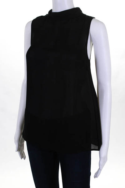 Joie Black Shear Sleeveless Button Closure Women's Work Attire Blouse Size Small