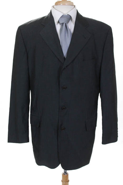 Vitale Barberis Mens Gray Wool Four Button Blazer Jacket Size 48