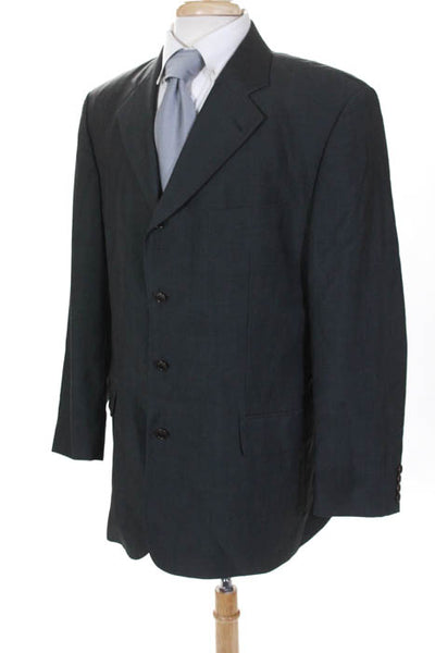 Vitale Barberis Mens Gray Wool Four Button Blazer Jacket Size 48