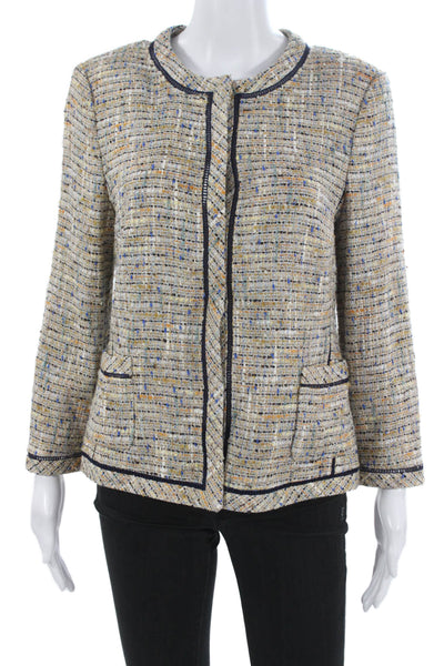 Rena Lange Women Basic Jacket Multicolor Viscose Long Sleeve Hook Eye Size 8