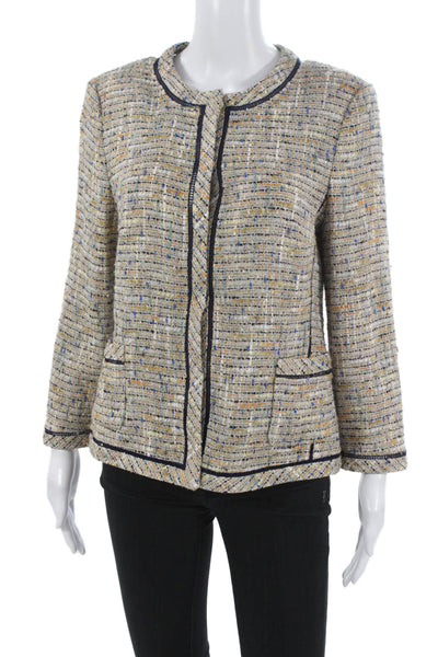 Rena Lange Women Basic Jacket Multicolor Viscose Long Sleeve Hook Eye Size 8