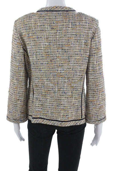 Rena Lange Women Basic Jacket Multicolor Viscose Long Sleeve Hook Eye Size 8