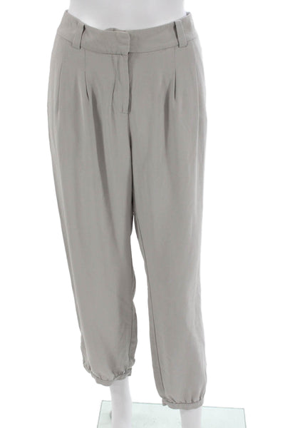 Eileen Fisher Womens Silk Gray Jogger Pants Button Closure Size M