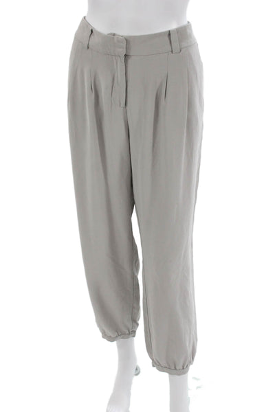 Eileen Fisher Womens Silk Gray Jogger Pants Button Closure Size M