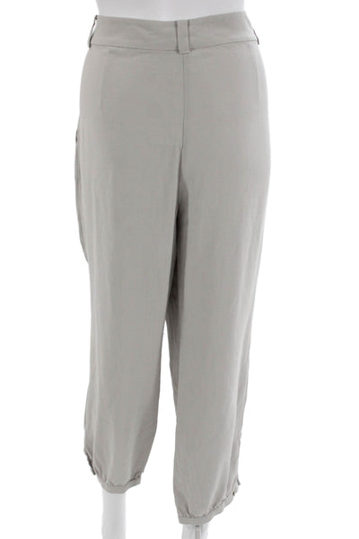 Eileen Fisher Womens Silk Gray Jogger Pants Button Closure Size M