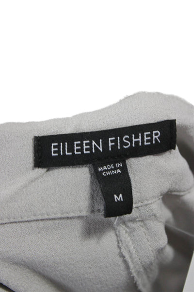 Eileen Fisher Womens Silk Gray Jogger Pants Button Closure Size M