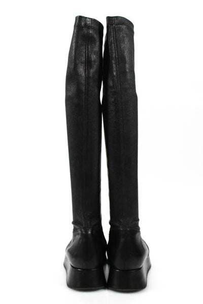 Stephane Kelian Black Leather Platform Stretch Boots Size 8