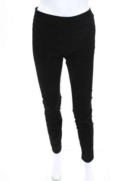Helmut Lang Black Purple Suede Trim Pull On Leggings Size 6