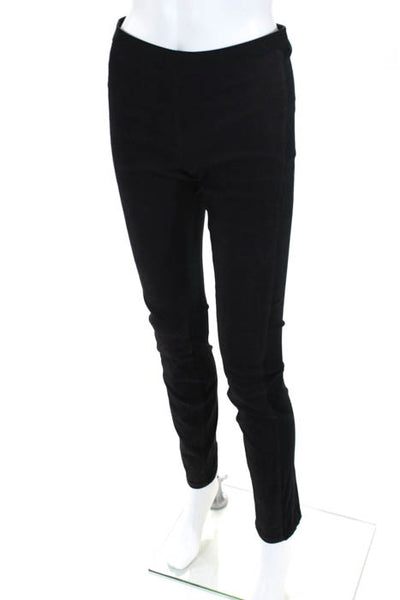 Helmut Lang Black Purple Suede Trim Pull On Leggings Size 6