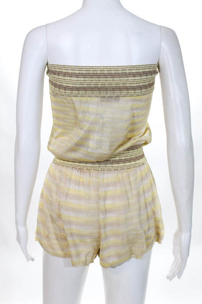 Missoni Mare Yellow Brown Striped Strapless Wide Leg Classic Rise Romper Size 42