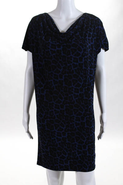 Michael Michael Kors Blue Animal Print Cowl Neck Stretch Dress Size Extra Small