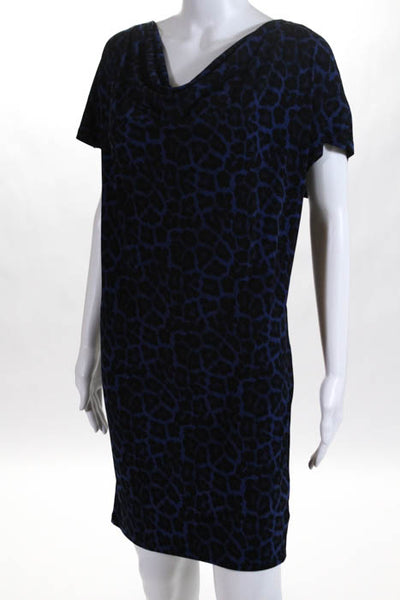 Michael Michael Kors Blue Animal Print Cowl Neck Stretch Dress Size Extra Small