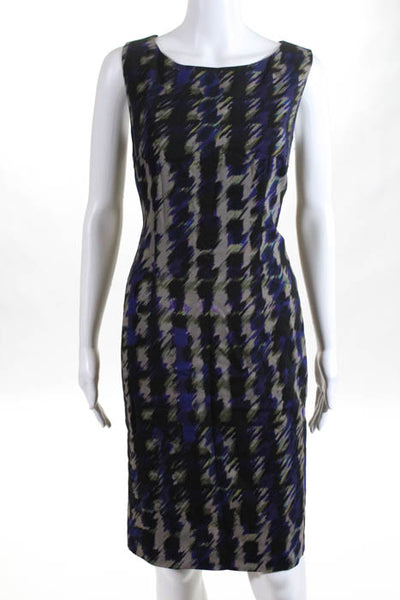 Boss Hugo Boss Purple Black Abstract Print Sheath Dress Size 6