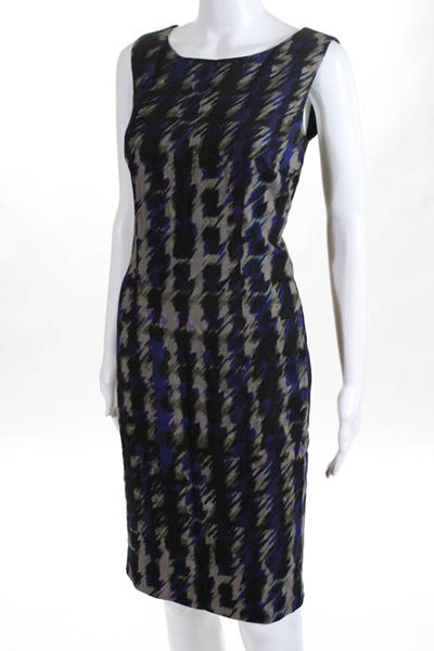 Boss Hugo Boss Purple Black Abstract Print Sheath Dress Size 6