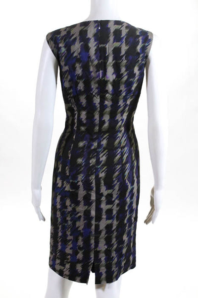 Boss Hugo Boss Purple Black Abstract Print Sheath Dress Size 6