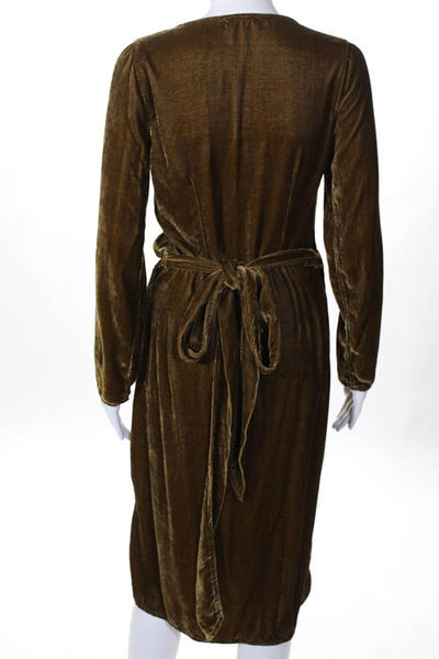 Free People CP Shades Tan Brown Velour Long Sleeve Wrap Dress Size Small