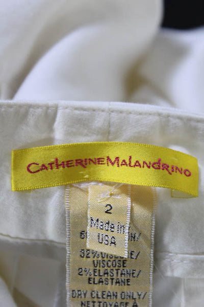 Catherine Malandrino White Cotton Blend High Rise Flared Dress Pants Size 2