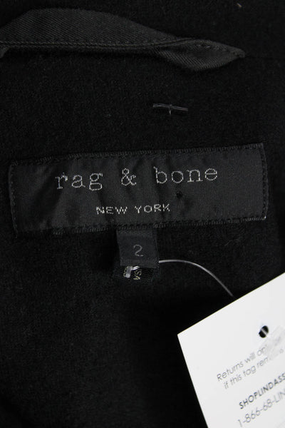 Rag & Bone Womens Wool Black Blazer Button Front Long Sleeve Size 2