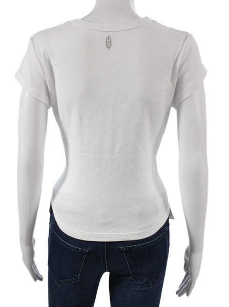 FP Movement Women Basic Cotton Crew Neck Short Sleeve T-Shirt White Size L
