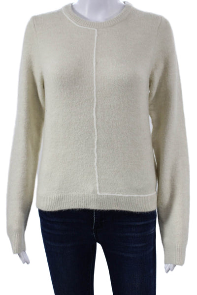 Zara Women Pullover Sweater Beige Crew Neck Acrylic Long Sleeve Size S