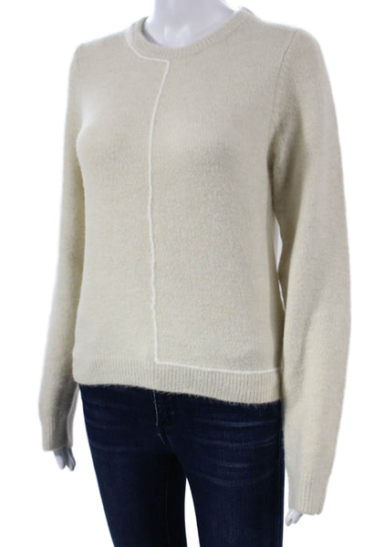 Zara Women Pullover Sweater Beige Crew Neck Acrylic Long Sleeve Size S