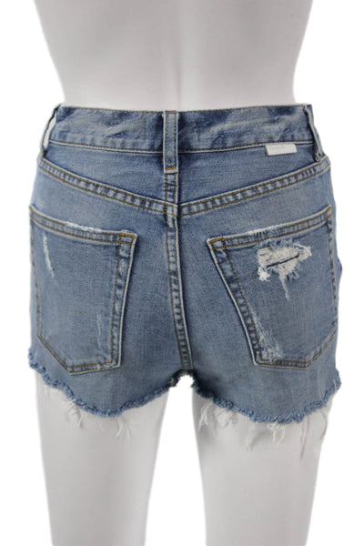 Boyish Womens Cut-Off Shorts Blue Cotton Blend Button Size 24