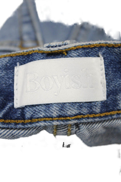 Boyish Womens Cut-Off Shorts Blue Cotton Blend Button Size 24